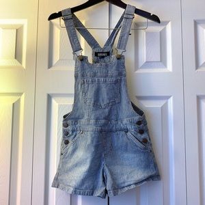 Forever 21 striped denim short overalls XS  LN